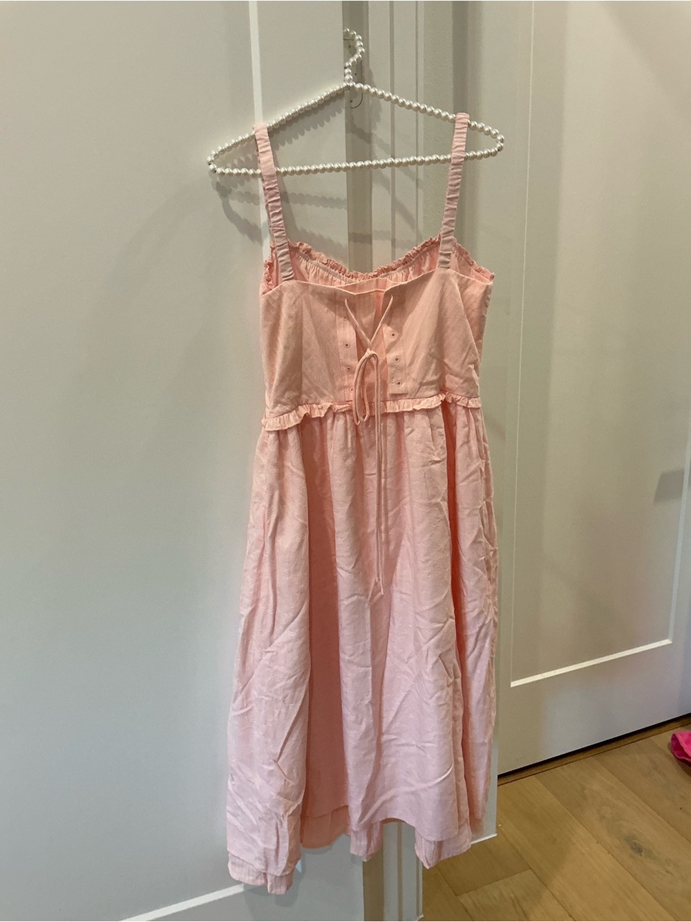 ๐ธ Commense Ruffle Hem Midi Dress Pale Pink Sundress Small ๐ธ - Picture 3 of 8